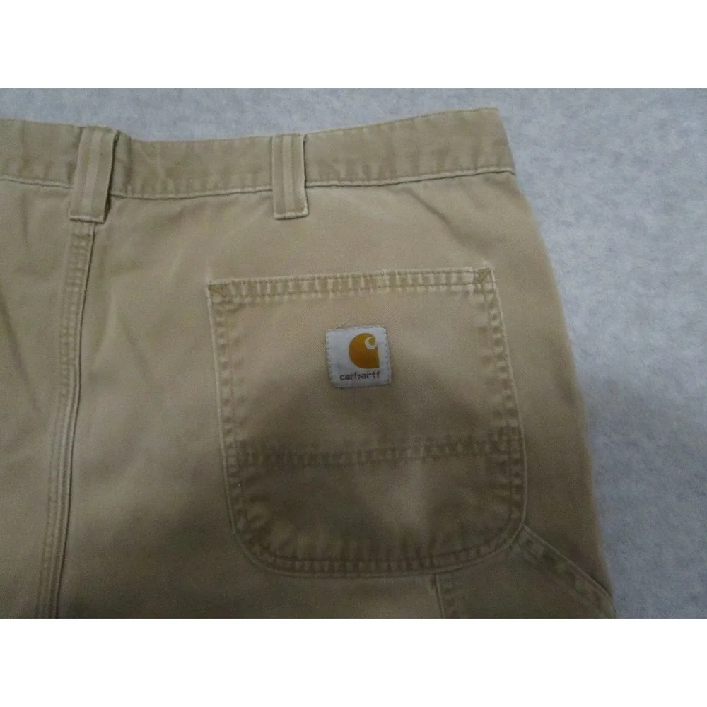 Carhartt Pants Mens 36 Khaki Carpenter‎ Workwear Denim Relaxed Fit Distressed